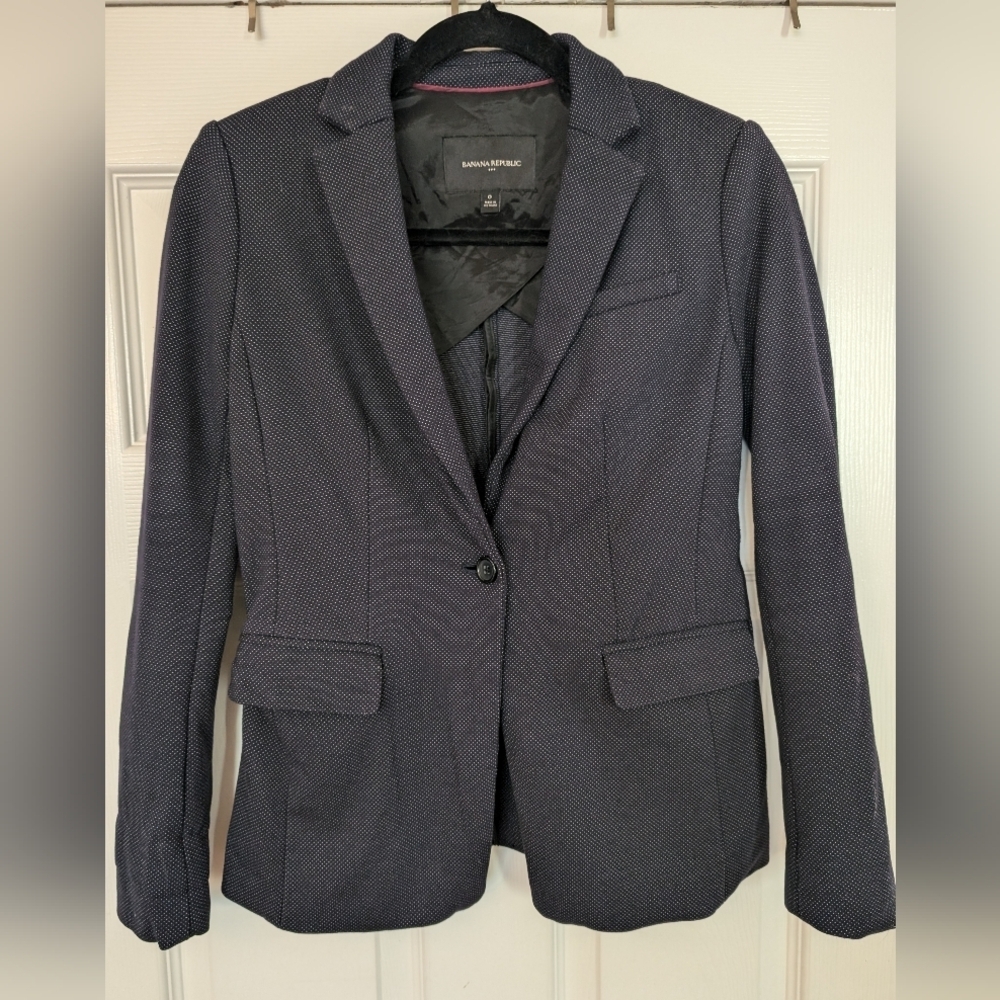 BANANA REPUBLIC FACTORY One Button Pin Dot Navy Blazer